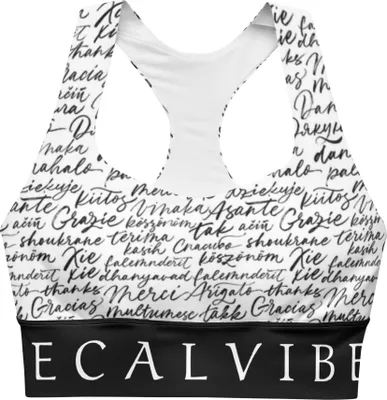 Produktbild von DECALVIBES Longline Sports Bra Sport BH Ultimate Multilingual Calligraphy - L