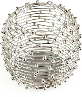 Produktbild von Windlicht Metall silber 13,5x15cm Kerzenhalter Kerzenständer Metallständer