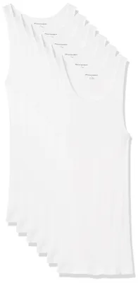 Productafbeelding van A. Essentials Herenonderhemden, lichtgewicht tanktopmodel, 6-pack, wit, maat M
