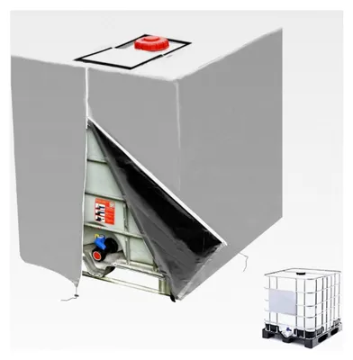 Produktbild von IBC Tankabdeckung, 420D UV-Schutz/Regenwasser Folien Schutzhaube, staubdicht mit Reißverschluss, Abdeckplane für 1000L Wassertank, geeignet für IBC-Tankbehälter