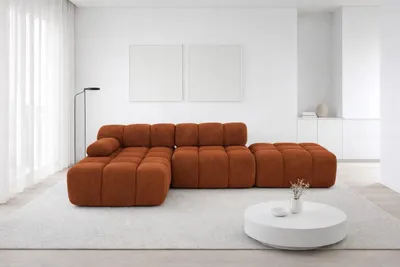 Produktbild von Kaiser Möbel Ecksofa modular mit Hocker, Sofa L-Form, Veloursstoff Salvador, Braun, Links, Selia