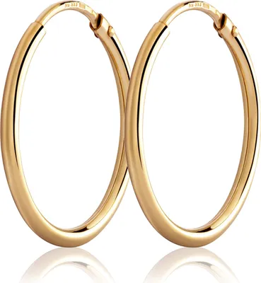 Produktbild von Paar 20mm klassische Creolen 585 Gelbgold 14 Karat Ohrschmuck Gold Ohrringe rund