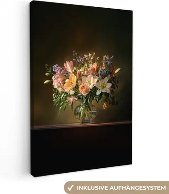 Produktbild von Leinwand Bilder 20x30 cm - Blumen - Pastell, Wandbilder, Wanddeko Wohnzimmer, Bild