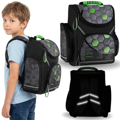 Produktbild von Fußball Schulrucksack für Jungen, verstärkt, mit reflektierenden Elementen, 24 l