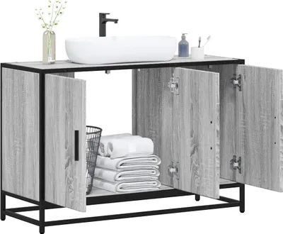 Immagine prodotto di Maison Exclusive - Mobile lavabo grigio Sonoma 90x33x60 cm materiale ligneo