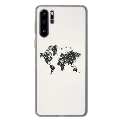 Produktbild von MuchoWow® Handyhülle Schutzhülle Hülle für Huawei P30 Pro Weltkarte - Zahlen - Schwarz Silikon Softcase Handy Hülle - Schutzdeckel