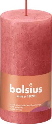 Produktbild von Bolsius Rustik Stumpenkerze rosa Blüte, Höhe: 10 cm, Ø 5 cm
