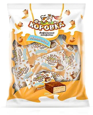 Produktbild von Waffelkonfekt - Korovka, mit Milchgeschmack in kakaohaltiger Fettglasur, 250 g