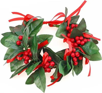Immagine prodotto di decorativa con foglie e bacche rosse, ideale per celebrazioni di fine anno