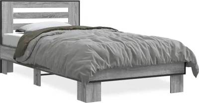 Produktbild von vidaXL Bettgestell Grau Sonoma 100x200 cm Holzwerkstoff und Metall