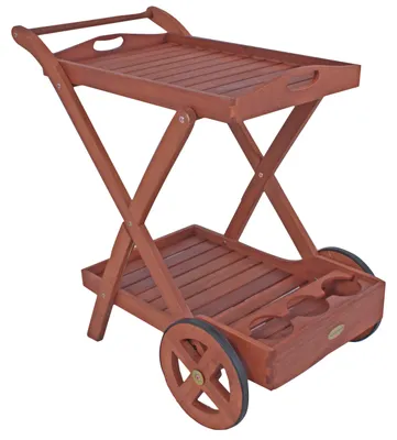 Produktbild von Teewagen RENATE mit 2 Etagen geölt - Eukalyptus Natur 80x54x88cm | Servierwagen Rollwagen Beistellwagen