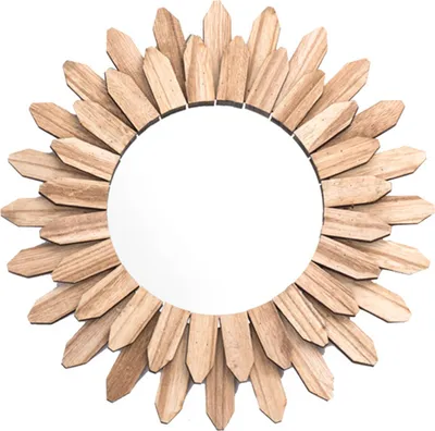 Produktbild von Rustikaler Wandspiegel mit Sonnenblumen-Dekoration aus Holz, Blumen-Holzrahmen, Hängespiegel, Heimdekoration für Wohnzimmer, Schlafzimmer, Bauernhaus