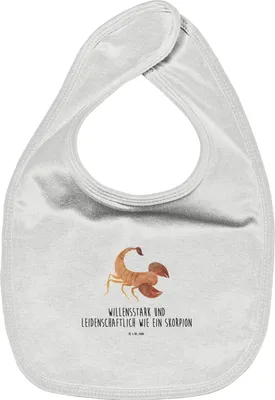 Produktbild von Mr. & Mrs. Panda Schlabberlatz Sternzeichen Skorpion - Weiß - Geschenk, Sabberlätzchen, Babylätzchen, Sabber Lätzchen, Für Babys, Geburtstag Oktober, Skorpione, November