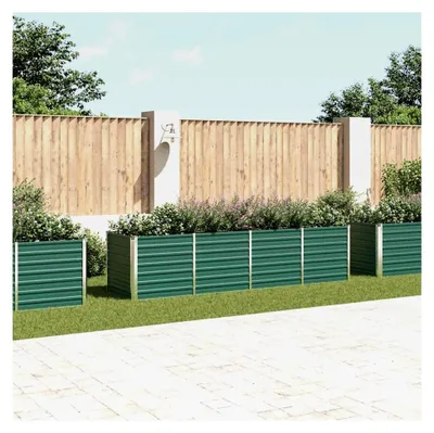 Produktbild von Hochbeet aus verzinktem Stahl 320x80x77 cm Grün für Garten Blumen Gemüse