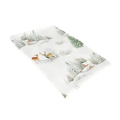 Produktbild von Textil-Tischläufer/Tischband/Stoff-Tischdecke/Mitteläufer im Winterland-Design, aus 100% Polyester, ca. 140 x 40 x 0,2 cm, weiß/grau, Weihnachten