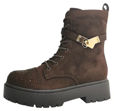 Imagen del producto de La Strada: Botas de cordones marrones para mujer, estilo casual