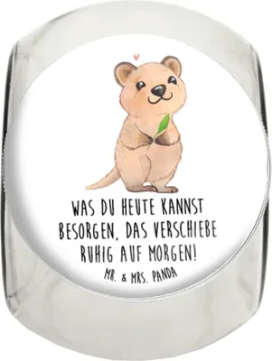 Produktbild von Mr. & Mrs. Panda Kaffeedose Quokka Happy L 870ml - Weiß - Geschenk, Dinge Erledigen, Verschieben, Dekoglas, Aufschieberitis, Süßigkeitenglas, keksdose glas, Bonboniere