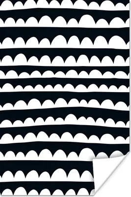 Produktbild von MuchoWow® Poster Muster - Rund - Schwarz - Weiß 80x120 cm - Papierdruck