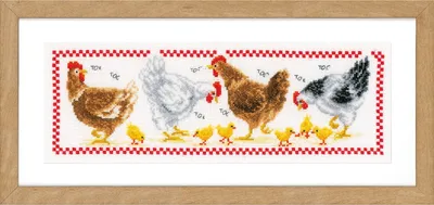 Immagine prodotto di Set punto croce Vervaco "Galline", schema contato, 40x14cm