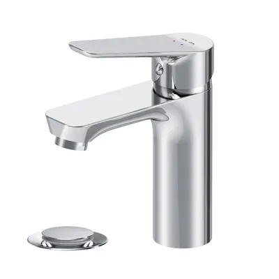 Image de AM.PM robinet de salle de bains avec pop-up vanne de vidange pour lavabo robinet de salle de bains chromé robinet de lavabo avec vidage 1 1/4 pouce vanne en laiton d'écoulement