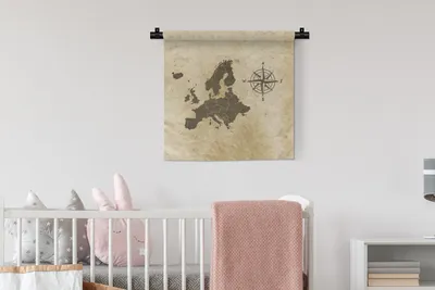 Produktbild von MuchoWow® Wandteppich Wandbehang Karten - Europa - Windrose - Vintage 60x60 cm Tapisserie Dekoration Wandtuch - Dekorationen - Wand Decke
