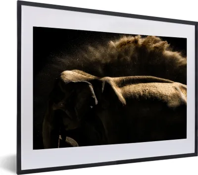 Produktbild von MuchoWow® MuchoWow® Gerahmtes Poster Elefant - Schlamm - Tiere - Schwarz 60x40 cm - Poster mit zchwarzem Bilderrahmen - Schlafzimmer - Plakat in Rahmen - Drucken