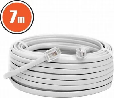 Produktbild von 6P4C Modulares Kabel - 6P4C auf 6P4C - 7 m - Weiß - Für Telefon- und Datenverbindungen [20302]