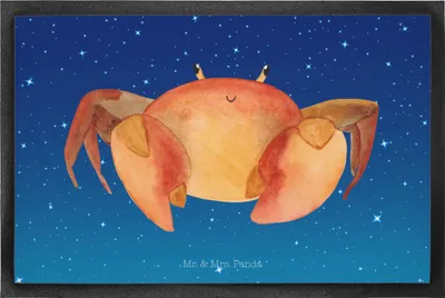 Produktbild von Mr. & Mrs. Panda Bodenvorleger Sternzeichen Krebs 50 x 75 cm - Sternenhimmel Blau - Geschenk, Schmutzmatte, Meer, Geburtstag Juli, Krabbe, Krebse, Fussmatte, Meerestier