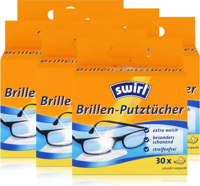 Produktbild von Swirl Brillen Putztücher 30 stk. Tücher - Mit Anti-Beschlag-Effekt (6er Pack)