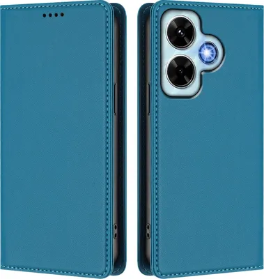 Produktbild von Handyhülle für Xiaomi Redmi Note 13 4G, Kunstleder Klapphülle Stoßfeste Magnetische Hülle mit Ständer Blau