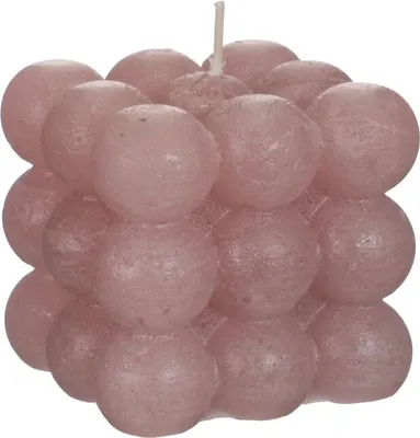 Produktbild von Bubble Kerze 8x8x8 cm, geruchlos, in vielen Farben wählbar | Wachs Kerze, Farbe:Mauve