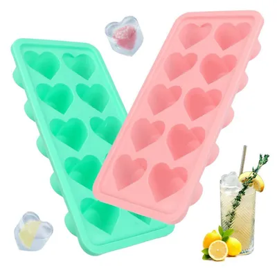 Immagine prodotto di Stampi in silicone a forma di cuore per cubetti di ghiaccio, confezione da 2 pezzi, con 20 cavità per bevande e dolcetti