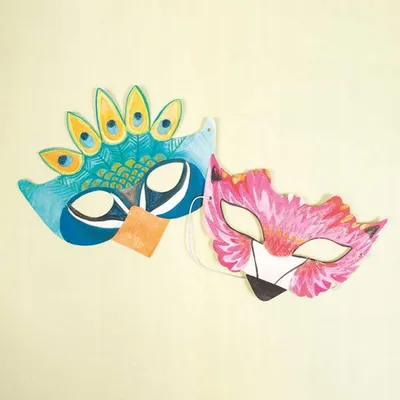 Produktbild von Playbox DIY Papier Masken Set, Bemalbar, 16 Stück, Party