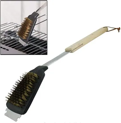 Image de Edco Brosse de nettoyage pour barbecue avec grattoir Chêne Acier inoxydable BBQ 34774 ? Beige