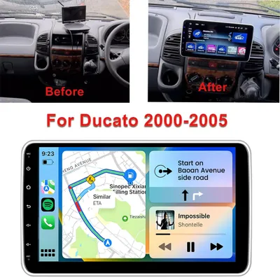 Image de Pour Fiat Ducato 2000-2005 : autoradio Android 1DIN 15 pouces avec CarPlay et Android Auto, GPS, 4 Go + 64 Go, Wi-Fi, Bluetooth 5.0, DSP, écran tactile, caméra AHD