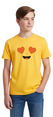 Produktbild von Spreadshirt Emoticon Herzaugen Kostüm Karneval Gruppenkostüm Teenager Premium T-Shirt, 146/152 (10 Jahre), Sonnengelb