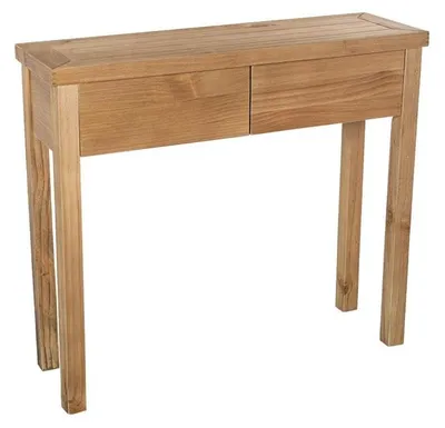 Image de Armoire d'entrée DRW avec 2 tiroirs en bois de couleur naturelle, dimensions : 78 x 90 x 28 cm