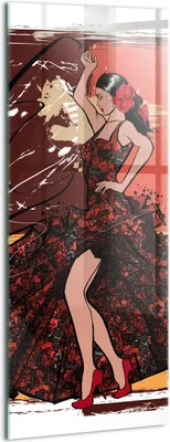 Produktbild von Designer Glasbild - Wandbild - Glas Bild - 50x125 cm - Illustration Einer Frau In Nordischen Tanzbewegungen