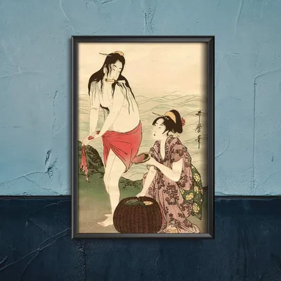 Produktbild von Poster - Canvas - Leinwand - 21 cm x 29,7 cm - Fotoposter - Leinwandkunst - Abalone Divers Kitagawa Utamaro Ukiyoe