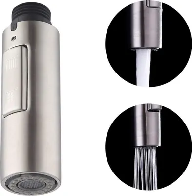 Produktbild von Ersatzdš¹se fš¹r Kš¹chenarmatur, universeller abnehmbarer Armaturenkopf G1/2, gebš¹rstetes Silber, Edelstahl SUS304