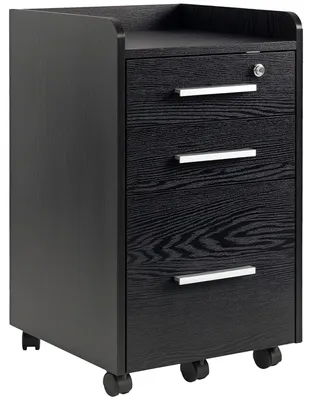 Produktbild von Aktenschrank aus Holz mit 3 Schubladen, Sicherheitsschlš¹sseln und 5 Rollen, 39,2 x 40 x 65,4 cm, Schwarz