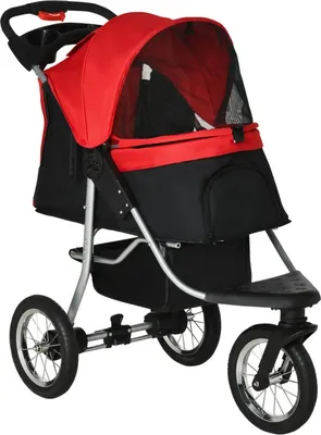 Produktbild von PawHut Hundewagen Hundebuggy Katzen Pet Stroller mit 3 Rädern klappbar Rot