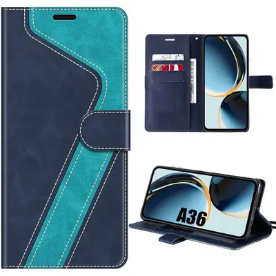 Image de Coque pour Samsung Galaxy A36 5G, Protection Antichoc Anti-Rayures Antichoc Effet Cuir Bleu