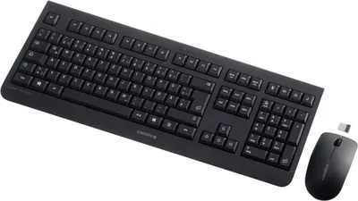 Produktbild von CHERRY DW 3000, Kabelloses Tastatur-Maus-Set, Deutsches Layout (QWERTZ), 2,4 GHz Funk, Flaches Design, Geräuscharme Tasten, Symmetrische Maus, Schwarz