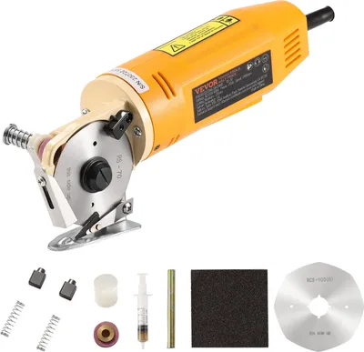 Produktbild von VEVOR Tragbarer Stoffschneider 170 W, Elektrischer Industrieller Stoffschneider, Klingengröße: 70 mm, Maximale Schnittdicke: 25 mm, Stoffschere aus Legierter Stahl Ideal für Tuch, Stoff usw.