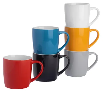 Produktbild von Argon Ta Farbige Kaffeetassen – 350 ml – Farbe und Farbton – 6er-Pack – Robuste Teetasse aus Steingut, spülmaschinen- und mikrowellengeeignet