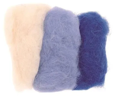 Produktbild von GLOREX Schafwolle 3 x 10g Blau-Mix