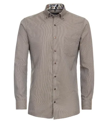 Produktbild von Casa Moda Herren Businesshemd Braun uni Comfort Fit mit Button-Down-Kragen