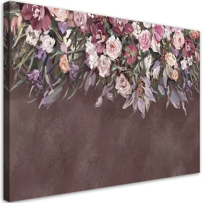 Produktbild von Leinwandbild gemähte blumen 90x60 cm Feeby braun wandbild bereit zum aufhängen