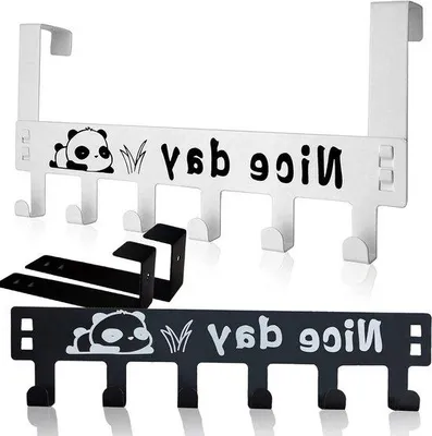 Produktbild von Famanu Türgarderobe mit 6 Haken - Set von 2 Stück - Weiß und Schwarz - Für Badezimmer und Schlafzimmer